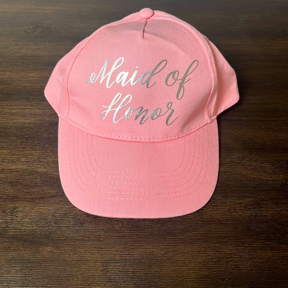 Made of honor baseball cap with Velcro strap.